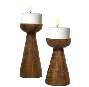 Porte-bougie en bois de manguier de conception italienne, fait à la main, écologique, pour la maison, les hôtels, les restaurants, les cafés, la décoration de table, Noël - Product Image 4