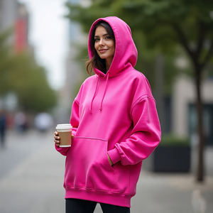 2024 Women Drop Shoulder <b>Hoodie</b> Windproof Casual Loose Fit <b>Hoodie</b> Ladies Heavy Fabric 450 GSM Pullover <b>Hoodie</b> Women's - Product Image 6