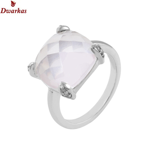 Anillo fino de Plata de Ley 925, cuarzo rosa clásico de moda, CZ, piedras preciosas naturales para mujer para fiesta de boda o aniversario - Product Image 2