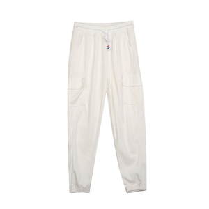 Pantalones de chándal de cintura elástica de seda/algodón rectos de verano para mujer, pantalones deportivos con bolsillo con cordón personalizados al por mayor - Product Image 4