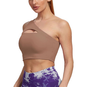 Sujetador para mujer, sujetador transpirable y absorbente del sudor, Sujetador deportivo corto sin costuras de un hombro, sujetador de moda de algodón de estilo contrastante - Product Image 3