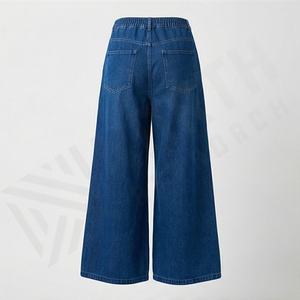 Pantalon en jean ample pour femme, style évasé, coupe ample avec taille élastique, streetwear tendance, tendances estivales, décontracté, confortable à porter - Product Image 2