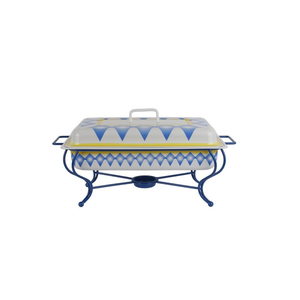 Blanc avec plat de chauffe-plat floral peint à la main - Product Image 3