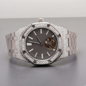 Stylish Customized Iced Hip Hop Lab Grown Diamond <b>Quartz</b> <b>Watch</b> for <b>Men</b> VVS Clarity Silver Jewelry Band Analog Glass - Product Image 1