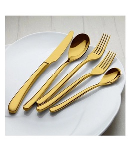 Ensemble de couverts en acier inoxydable plaqué or, martelé et poli, cuillères et fourchettes, couverts durables pour restaurant et mariage - Product Image 6