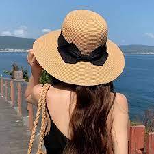 2024 Hot Selling Women Outdoor Sweet Bow Spring Summer Breathable Sun Straw Braided Soft Fedora Panama Beach Straw <b>Hats</b>. - Product Image 3