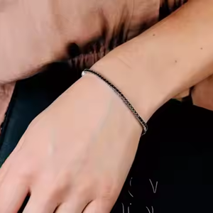 สร้อยข้อมือเทนนิสเพชรสีดำลายเพชร925เงินสเตอร์ลิง3มม. 4มม. 5มม. สร้อยข้อมือเทนนิสเพชรโมอิสซาไมท์ราคาขายส่ง - Product Image 3