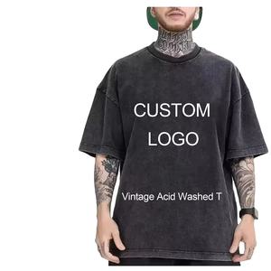 T-shirt Homme Surdimensionné en Coton 100% de Poids Lourd, Impression Sérigraphique Vintage Lavée à l'Acide, Logo Personnalisé - Product Image 1