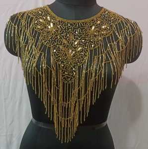 Lujoso vestido de fiesta de noche de gasa sin mangas con lentejuelas bordado a mano con cuentas y flecos capa Multi-Wearable Club Wear Crystal - Product Image 3