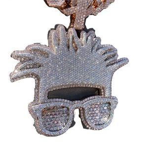 Colgante de hip hop personalizado de plata esterlina 925 exclusivo con brillante redondo de laboratorio y diamante de corte baguette helado - Product Image 2