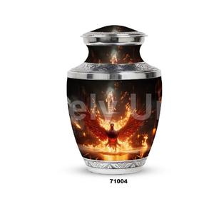 Urna conmemorativa de cremación de pájaro Fénix de aluminio grande de Venta caliente para cenizas humanas adultas con bolsa de terciopelo gratis - Product Image 3