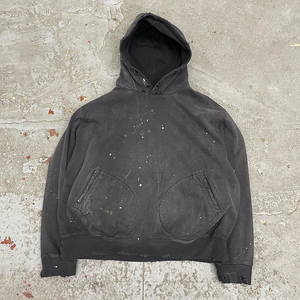 Winter Heavyweight Oversized Pullover Hoodies Splash Vintage Washed Men 500Gsm Sudadera con capucha mezclada de algodón - Product Image 4