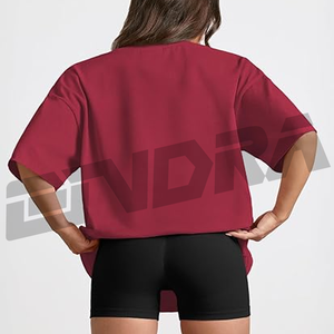 Camiseta informal con cuello redondo para mujer con diseño de color sólido, tela suave simple, elegante y cómoda, perfecta para la moda de uso diario - Product Image 4