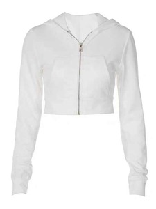 Col roulé fermeture éclair sweats à capuche courts pour femme sweat à fermeture éclair personnalisé sweats à capuche pour femmes haut court en coton sweat à capuche zippé à vendre - Product Image 6