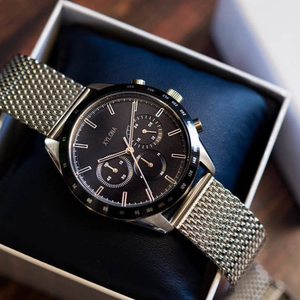 Montre à quartz pour hommes Montre en cuir en acier inoxydable étanche Commercial - Product Image 6