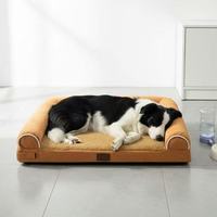 Canapé-lit pour chien rectangulaire de luxe, imperméable, fond antidérapant, orthopédique, écologique, doux, confortable, éponge amovible et lavable