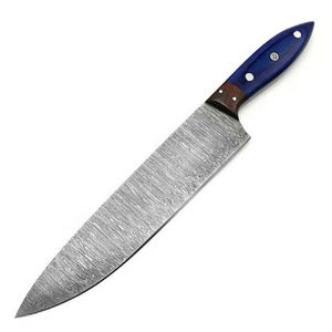 Premium Handmade Damasucs Steel Chef <b>Knife</b> with Other Handle Camping <b>Knife</b> Serrated Edge Clip Point OEM Size - Product Image 4