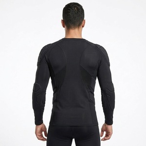 Custom <b>Padded</b> Compression <b>Shirt</b> <b>Mens</b> Long Sleeve Quick Dry Mesh Chest Rib Shoulder Protector Shockproof Football Guard Jersey - Product Image 3