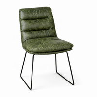 Fauteuil d'appoint vintage en cuir véritable marron, fait main, capitonné, écologique, imperméable, empilable et léger |   Salle à manger d'appartement