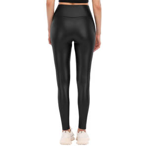 Taille haute Scrunch Butt Pu Leggings en cuir Pantalon slim Femmes Leggings en cuir Leggings de yoga en cuir - Product Image 2