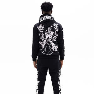 ผลิตStreetwearเฮฟวี่เวทเสื้อกันหนาวหมวกพัฟพิมพ์Flared Trackกางเกงผู้ชายสีบล็อกTracksuitซ้อนJoggersผู้ชายชุด - Product Image 3