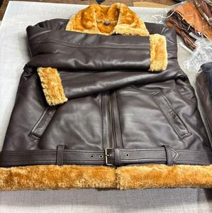 Veste en cuir véritable RAF B3 Flight Shearling en peau de mouton véritable marron, style aviateur vintage, cockpit, pour homme - Product Image 2