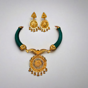 ชุดต่างหูสร้อยคอพร้อมสร้อยคอชุบทอง22K สำหรับผู้หญิงชุดสร้อยคอต่างหูจากผู้ส่งออก - Product Image 3