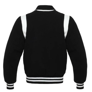 Venta caliente personalizar Casual de alta calidad de lana elástica Varsity chaqueta de brazos de cuero botón sólido Letterman chaqueta de Bombardero - Product Image 2