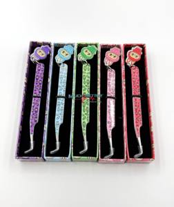 Juego de pinzas para extensión de pestañas con etiqueta privada personalizada, herramientas para pestañas de acero inoxidable recubiertas de papel, caja de pinzas para extensión de pestañas de fibra - Product Image 1