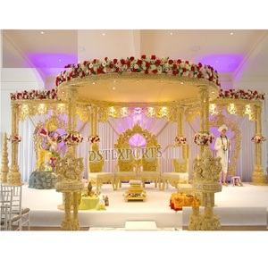 Mandap de Madera Tradicional Indio Triveni para Bodas, Mandaps de Triple Columna en Oferta, Área de Pasarela en Venta Directa de Fábrica en Australia - Product Image 1