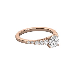 Anillo de Diamante Cultivado en Laboratorio con Corte Redondo, Oro de 14k, Solitario con Diamantes Laterales, Anillo de Compromiso con Certificado IGI, Joyería Fina para Aniversario de Bodas - Product Image 4