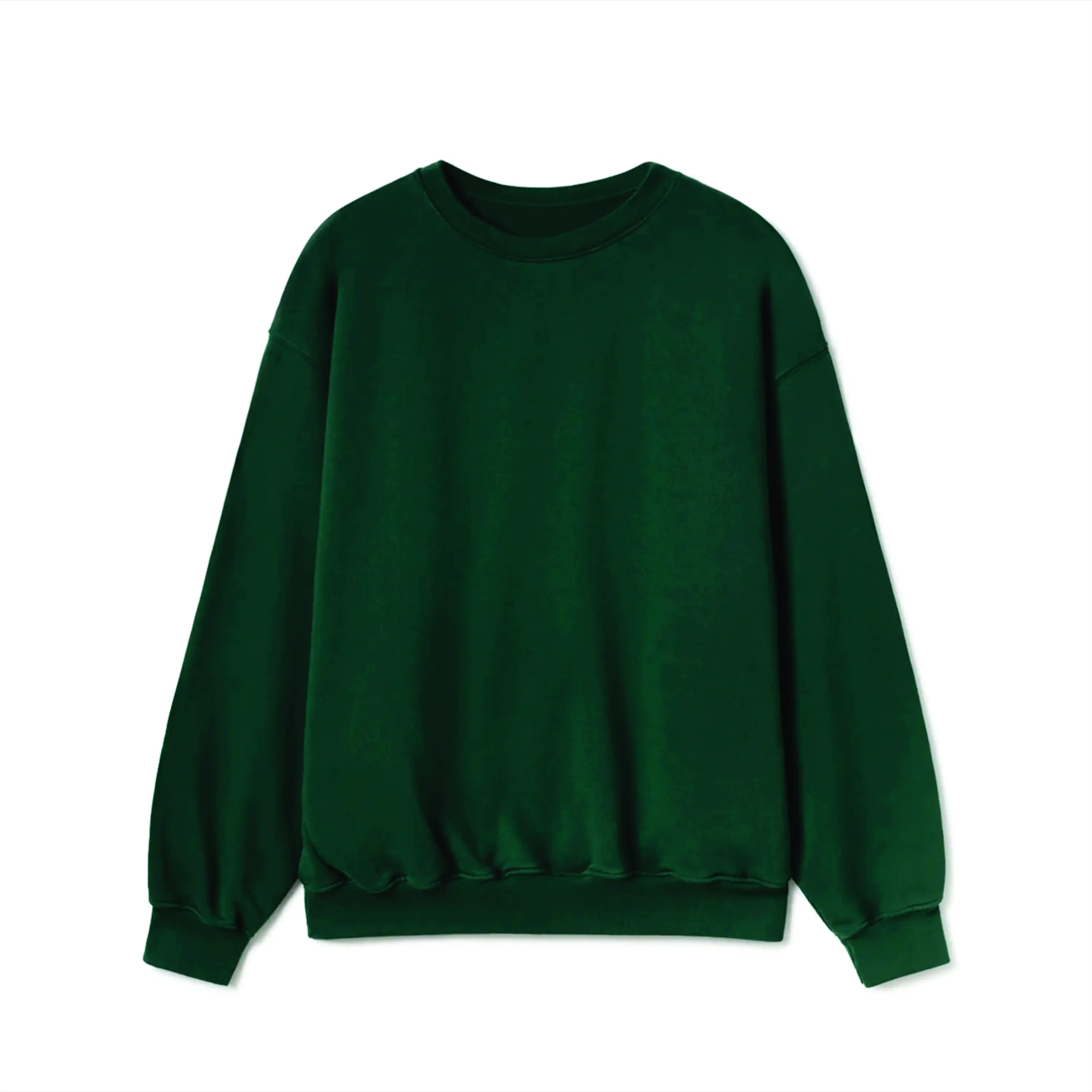 Warme und gemütliche Loose Fit 77% Baumwolle 23% recyceltes Polyester Fleece Jet Black Crewneck Sport Sweatshirt