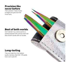 Kit de toilettage de précision en acier inoxydable avec pince à sourcils durable, meilleur outil pour tailler les sourcils indisciplinés - Product Image 3