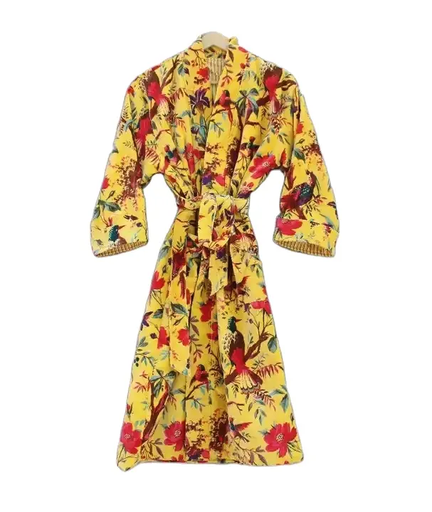 Jubah mandi wanita, gaun Kimono beludru panjang India, jubah mandi beludru Unisex