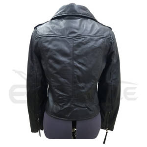Veste de moto unisexe en cuir d'agneau antique à fermeture éclair avec poches, coupe ample, manches longues, en cuir véritable pour femmes et hommes - Product Image 3