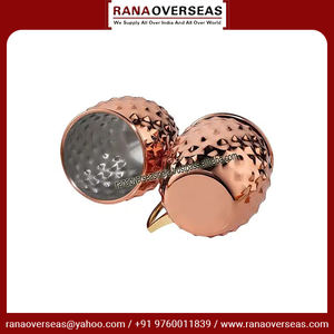 Quantité en vrac diamant martelé conception moscou mules tasses en acier inoxydable plaqué cuivre lot de 4 avec pailles pour la vente - Product Image 6