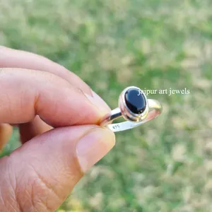 Golden Supplier Solid 925 Sterling Silver Wholesale Price Gemstone Jewelry Genuine Black Onyx Manufacturer Handmade Rings