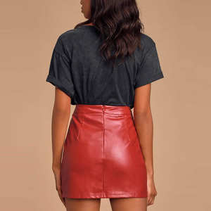 Faldas informales de cuero PU de verano para mujer, ropa de calle personalizada, moda en colores sólidos, logotipo personalizado cómodo OEM - Product Image 2