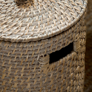 Poubelle en rotin de couleur blanche, paniers de rangement en rotin tressé, poubelle ronde, parfaite pour la chambre à coucher, le salon, en provenance du Vietnam - Product Image 3
