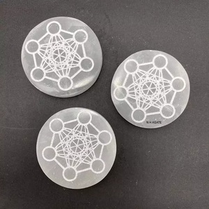 Metatron's Cube-Placa de selenita, cristal curativo, placa de carga de selenita, en venta - Product Image 6