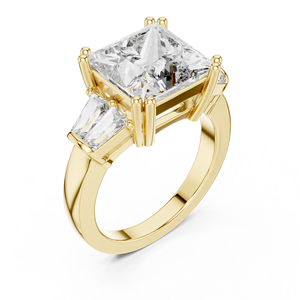 Elegant 14K Yellow Gold Diamond <b>Ring</b> With <b>Large</b> Princess-Cut Center <b>Stone</b> for Engagement and Luxury - Product Image 4