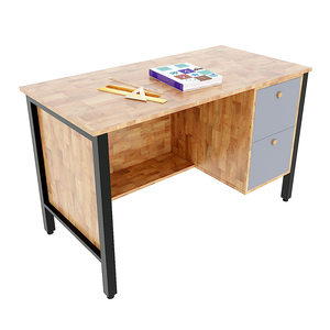 Meubles d'école modernes, bureau d'enseignant avec 2 compartiments, bois de caoutchouc et pieds en fer BGV001 - Product Image 1