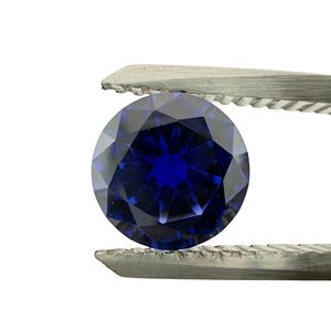 Saphir bleu royal créé en laboratoire de 6,5 mm, taille brillant rond avec jeu de couleurs et effet feu, prix en promotion - Product Image 2