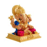Statue de Ganesh Ji en acier inoxydable de qualité supérieure, faite à la main, plaquée or, couronne, mains de lotus, décoration artistique, décoration de la maison, temple, Diwali, anniversaire