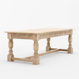 Tối Giản Hiện Đại Mộc Mạc Rắn Gỗ Tếch <span class=keywords><strong>9</strong></span>-Mảnh Bàn Ăn Ghế Đặt Tay Khắc Chi Tiết Bọc Đồ Nội Thất Nhà Cho Khách Sạn - Product Image 6