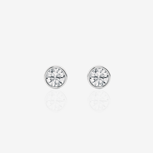 Round Cut Lab Grown Diamond Bezel Stud 9k Gold <b>Earrings</b> Elegant Diamond Jewelry for Women - Product Image 4