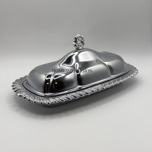 Fabricant d'aluminium forme personnalisée écologique moderne fromage assiette à beurre avec couvercle en verre plat à beurre fait à la main - Product Image 3