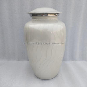 Urna de cremación de aluminio con acabado Meena blanca perla más vendida, tarro de cenizas de recuerdo de Metal para adultos para restos humanos para funerales - Product Image 1