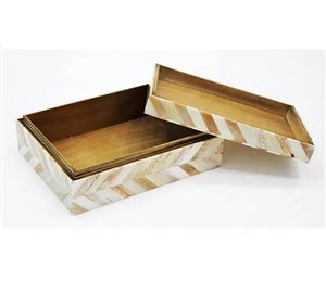 Caja de almacenamiento con incrustaciones de hueso Patton única caja de regalos de madera hecha a mano personalizada - Product Image 2