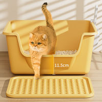 Bac à litière carré en plastique écologique et durable pour chats, capacité 65L, avec pelle, design spacieux pour chats
